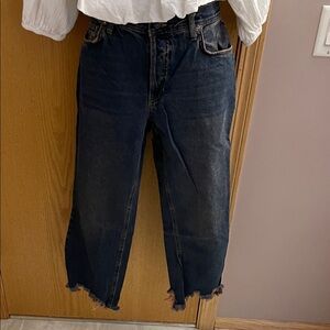 Free People Dark Blue Straight Leg Jeans